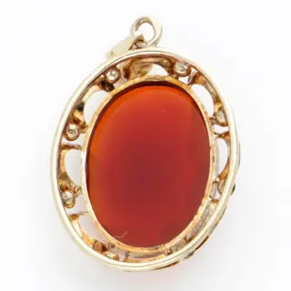 No reserve - 14 karaat Goud - Hanger - 5.09 ct Carneool