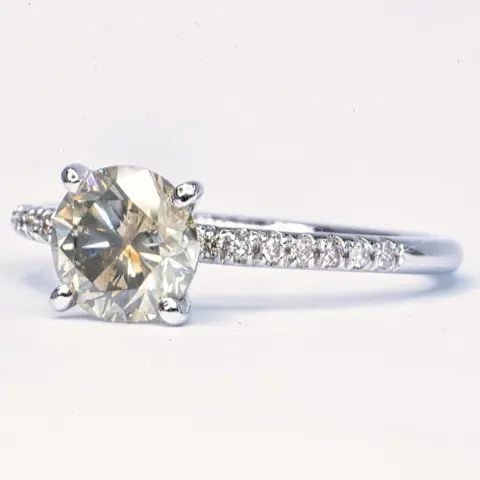1.52 ct Natural Fancy Yellowish Gray - 14 karaat Witgoud - Ring - 1.41 ct Diamant - Diamanten, Geen minimumprijs