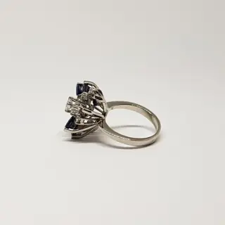 18 karaat Goud, Witgoud - Ring - 0.27 ct Diamant - Diamanten, Saffieren