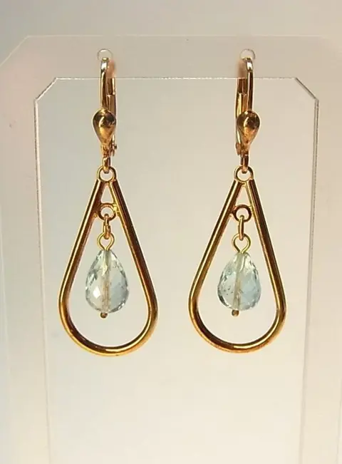 Goldschmiede-Anfertigung - 8 karaat Geel goud - Oorbellen - 5.00 ct Aquamarijn