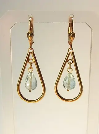Goldschmiede-Anfertigung - 8 karaat Geel goud - Oorbellen - 5.00 ct Aquamarijn