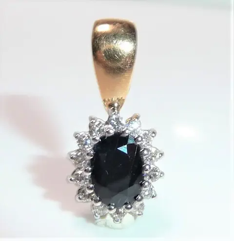 NO RESERVE - Clip - 14 karaat Geel goud, Witgoud - Hanger - 0.50 ct Saffier - 0,30 cent. Diamanten / briljant geslepen