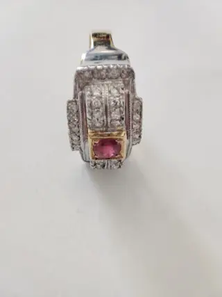 14 karaat Goud - Ring - 0.30 ct Robijn - Diamanten