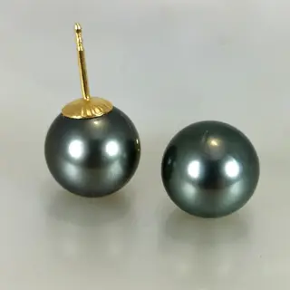 Huge pearls Ø 11,5x12 mm - Natural Peacock - 18 karaat Geel goud, Tahitiaanse parels - Oorbellen