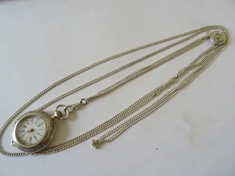 Origineel compleet/Horloge/ ketting/schuifje - 800 Zilver - Collier met hanger
