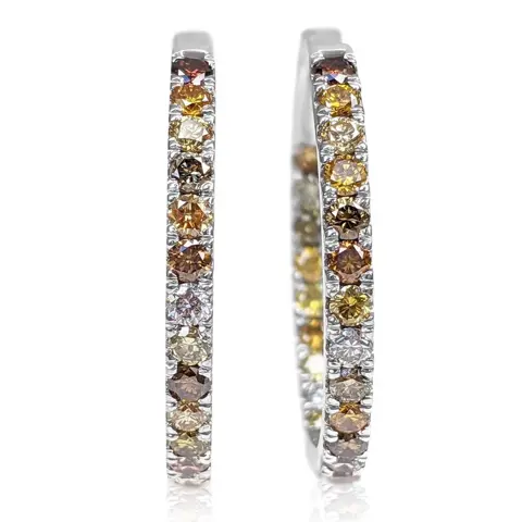 1.51 Fancy Diamonds - 14 karaat Witgoud - Oorbellen - GEEN RESERVE