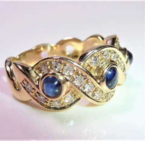 14 karaat Geel goud - Ring - 0.50 ct - 0,45 ct. Saffieren - vlechtpatroon