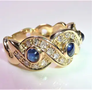14 karaat Geel goud - Ring - 0.50 ct - 0,45 ct. Saffieren - vlechtpatroon