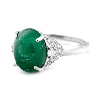 6.45 tcw Zambian Emerald Ring Platina - Ring - 6.17 ct Smaragd - Diamanten van 0,28 ct - geen minimumprijs
