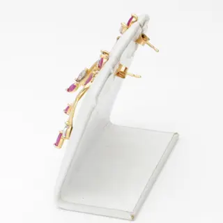 18 karaat Goud - Oorbellen - 0.32 ct Robijn - Diamanten