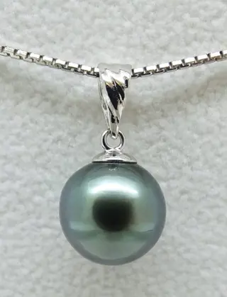 No Reserve Price - Tahitian Pearl, Glorious Blue, 9.65 mm - 18 karaat Witgoud - Hanger