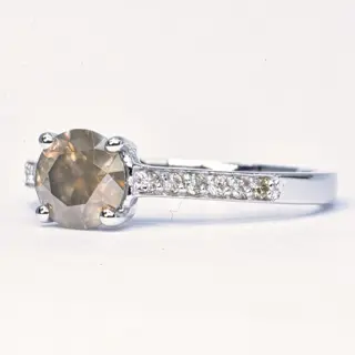 1.06 ct Natural Fancy Yellowish Gray - 14 karaat Witgoud - Ring - 0.94 ct Diamant - Diamanten, Geen minimumprijs