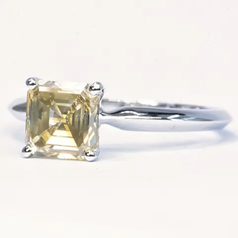 1.52 ct Natural Fancy Grayish Yellow VS2 - 14 karaat Witgoud - Ring - 1.52 ct Diamant - Geen minimumprijs