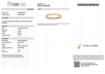 5.00 ct pink color GW certified - 14 karaat Rosé goud - Armband - 5.00 ct - geen minimumprijs