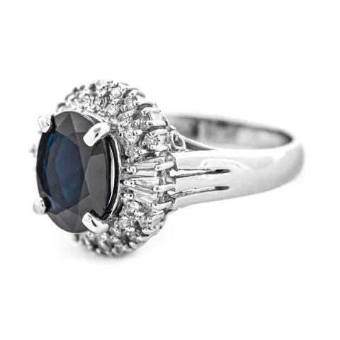 3.35 tcw Sapphire Ring Platina - Ring - 3.00 ct Saffier - Diamanten van 0,35 ct - geen minimumprijs
