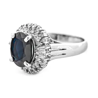 3.35 tcw Sapphire Ring Platina - Ring - 3.00 ct Saffier - Diamanten van 0,35 ct - geen minimumprijs