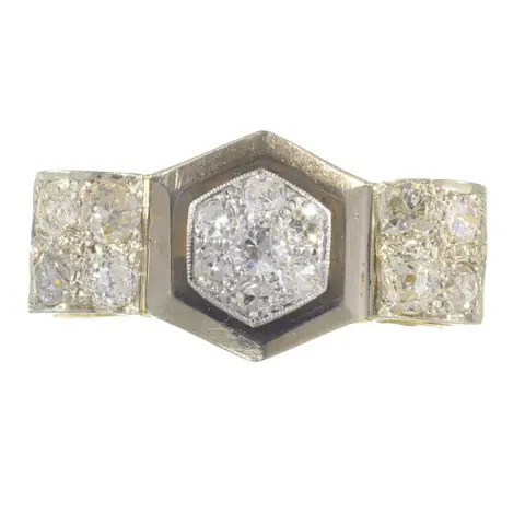 18 karaat Geel goud - Ring - Diamanten, totaalgewicht diamant 1,44 crt, vintage jaren 50, gratis formaat wijzigen*