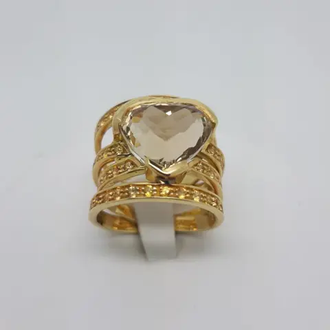 18 karaat Geel goud - Ring - 7.00 ct Topaas - Diamanten