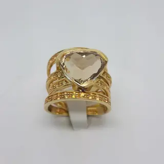 18 karaat Geel goud - Ring - 7.00 ct Topaas - Diamanten