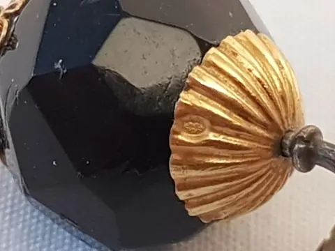 Goud-op Zilver Venetiaans collier waar een antieke Granaathanger welke met 14 karaats goud is - 14 karaat Goud - Collier met hanger Granaat