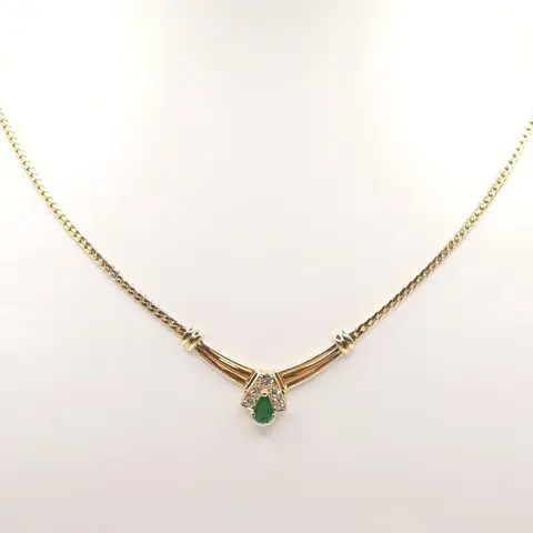 18 karaat Geel goud - Halsketting - 0.60 ct Smaragd