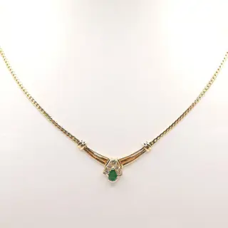 18 karaat Geel goud - Halsketting - 0.60 ct Smaragd