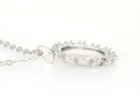 Vintage - No Reserve Price - 18 karaat Witgoud - Collier met hanger - 0.01 ct Diamant