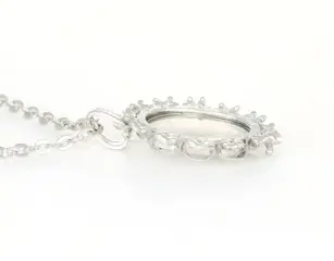 Vintage - No Reserve Price - 18 karaat Witgoud - Collier met hanger - 0.01 ct Diamant