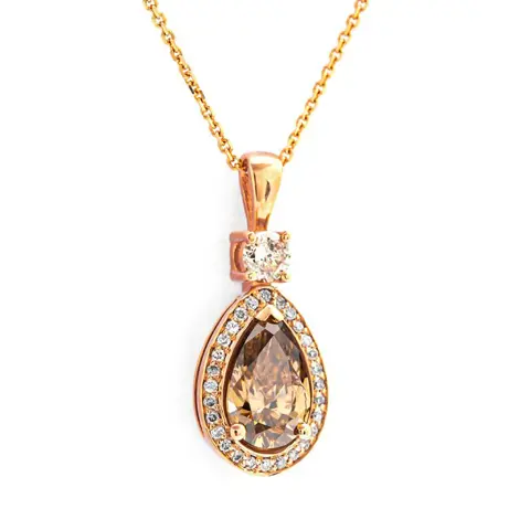 1.21 tcw Diamond Pendant - 14 karaat Rosé goud - Collier met hanger - 1.01 ct Diamant - Diamanten van 0,20 ct - geen minimumprijs
