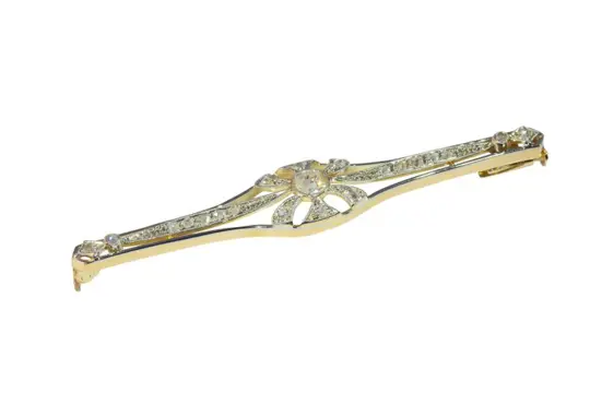 18 karaat Geel goud - Broche - 0.30 ct Diamant - Vintage jaren 1920 Art Deco