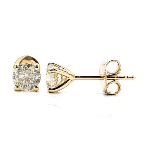 *NO RESERVE PRICE* 1.01ct Diamond Earrings - 14 karaat Geel goud - Oorbellen