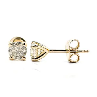 *NO RESERVE PRICE* 1.01ct Diamond Earrings - 14 karaat Geel goud - Oorbellen