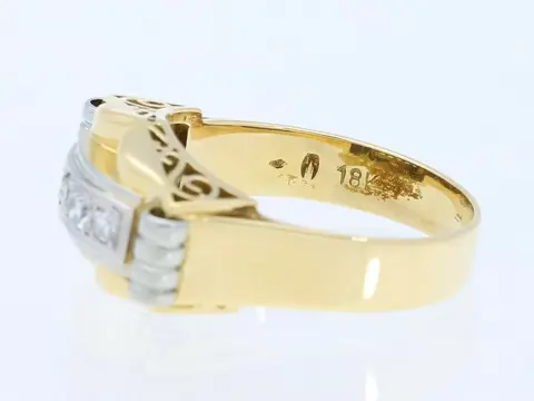 Art Deco - 18 karaat Geel goud - Ring - 0.20 ct Diamant