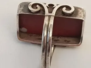 Antieke Zilveren Zegelring m unisex. , met steen decoratie van een Leeuw. - 835 Zilver - Ring