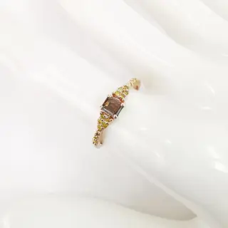 0.35 ct fancy deep brownish orange & 0.10 ct fancy intense yellow diamonds designer ring - 14 karaat Rosé goud - Ring Diamant - Diamanten, AIG gecertificeerd zonder reserve