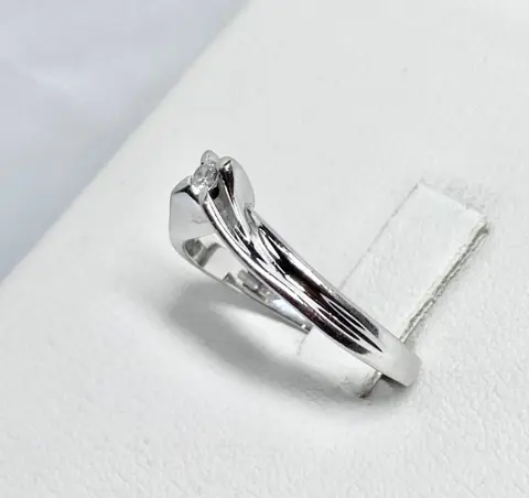 Dinacci Made in ITALY - 18 karaat Witgoud - Ring - 0.07 ct Diamant