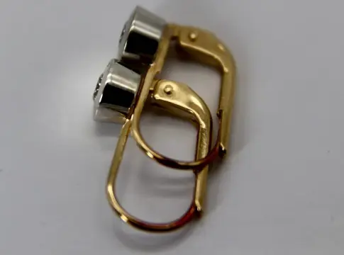 14 karaat Geel goud, Witgoud - Oorbellen - 0.32 ct Diamant - patience
