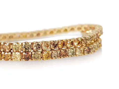 3.28 Carat Fancy Diamond Tennis Riviera - 14 karaat Geel goud - Armband - GEEN RESERVE