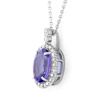 1.31 tcw Tanzanite Pendant Platina - Hanger - 1.16 ct Tanzaniet - Diamanten van 0,15 ct - geen minimumprijs