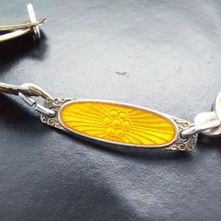 Art Deco Evin Kristiansen & Lande Norway - 925 Zilver - Armband - Guilloche Emaille