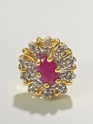 14 karaat Geel goud - Oorbellen - 0.40 ct Toermalijn - Diamanten