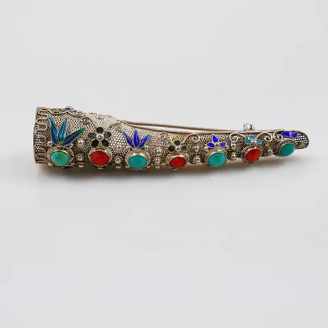 925 Zilver - Broche Turquoise - bloedkoralen