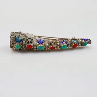 925 Zilver - Broche Turquoise - bloedkoralen