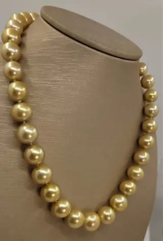 11x14.2mm 24K Golden Saturation South Sea Pearls - 14 karaat Geel goud - Halsketting