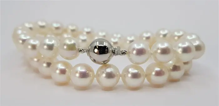 9x9.5mm - 925 Akoya parels, Zilver - Halsketting