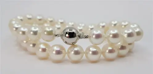 9x9.5mm - 925 Akoya parels, Zilver - Halsketting
