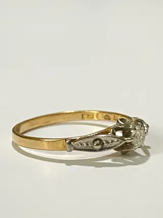 18 karaat Geel goud, Witgoud - Ring - 0.09 ct Diamant