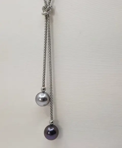No reserve price - 8x9mm Silvery and Peacock Tahitian Pearl Drops - 925 Zilver - Halsketting