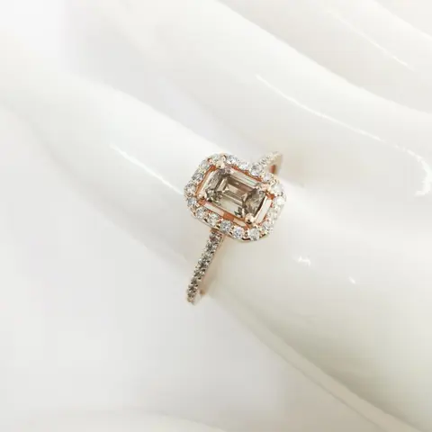 0.50 ct vvs fancy light gray & 0.30 ct vs diamonds designer halo ring - 14 karaat Rosé goud - Ring Diamant - Diamanten, AIG gecertificeerd zonder reserve