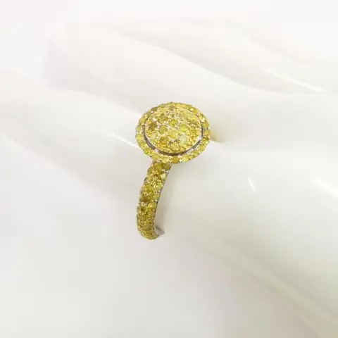 1.55 ct fancy intense yellow diamond designer ring - 14 karaat Witgoud - Ring Diamant - Diamanten, AIG gecertificeerd zonder reserve